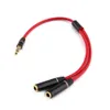 5 pcs / mycket Freeshipping 3.5mm stereo hörlurar Audio Y splitter kabeladapter plug jack sladd man till kvinnlig kabel