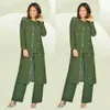 Green Plus Size Matka Spodnie Panny Młodej Garnitur z długą kurtką na śluby pana młodego Outfit Outfit Wedding Guest Dress