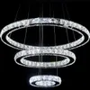 Lustres modernos anel de diamante cristalina lustre de cristal lustre pendente lâmpada 3 círculos posições de tamanho diferente