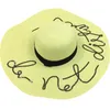 Kvinnor Foldbara Floppy Letters Sequin Broderi Straw Sun Hat Sommar Vild Stor Brim med Ribbon Trim Beach Cap UV Protection