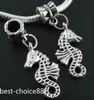 100PCS Tibetan Silver sea horse Charms Pendant Dangle Beads Fit European Bracelet 32mm