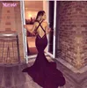 2021 Sexy Borgonha Sereia Prom Vestidos Criss Criss Backless longo vestido de noite barato profundo profundo V-pescoço Elastic cetim formal vestido para mulheres