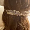 Femmes feuille plume pince à cheveux épingle à cheveux Barrette épingles à cheveux accessoires de cheveux Bronze # R46