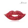 100pcs/Fashion Unique Sexy Red Lips Brooches Scarf Brooch Pin rhinestone Pins up crystal diamond For Women