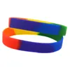 100 sztuk Gay Duma Silikonowa Gumowa Bransoletka Trendy Dekoracja Rainbow Colors Segmented Rozmiar dla dorosłych dla Promocji Prezent