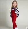 INS Barn Overells Stickade Suspender Byxor Barn Vår Knitwear Pocket Jumpuit Baby Fashion Long Pant Barn Europeisk stil Kläder J292
