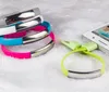 Hurtownie 100 Sztuk / partia Krótka Bransoletka Płaska Bransoletka Nadgarstek Magnetyczny Kabel USB Wrist Band 2.0 Synchronizuj Kabel ładowarki Dane dla Android Smartphone