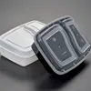 Recipiente de plástico desechable para alimentos de 900ML, 2 compartimentos, almacenamiento de comida, Holoder, 2 colores, caja para llevar, vajilla