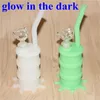hookahs glow in the dark Silicone Drum Water Pipe glass bongs seven colors for choice DHL