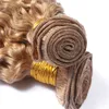 Truskawka Blondynka Afro Kinky Kręcone Ludzkie Włosy Wyplata Dziewiczy Malezyjski Weft Wiązki Wiązki 27 Afro Kinky Kręcone Blond Przedłużanie Włosów 3 sztuk / partia