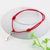 MIC 50pcs Red Waxes rope Antique silver pirate Knife charm Adjustable Bracelet B-51