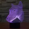 Alimenté par USB 7 couleurs modèles de tête de chien incroyables illusion d'optique 3D lueur lampe LED Sculpture d'art produit des effets d'éclairage uniques6921350