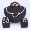 Women African Jewelry Sets Rose Gold Fashion Bridal Wedding Elegant Romantic Wedding Necklace Earring Bangle Ring Jewelry Sets