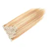 Piano color 100g virgin thick clip in hair extension 7pcs clip in human hair extensions straight 4A 4B 4C