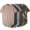 New Style Summer Striped Curved Hem Camouflage T-shirt Men Longline Extended Camo Hip Hop Tshirts Urban Kpop Tee Shirts Mens Clothes 38HF