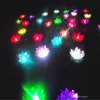 Kunstbloem LED Lotus Lamp Kleurrijke veranderde drijvende water Wishing Light voor Party Verjaardag Kersttuin benodigdheden