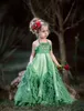 Green Boho Ruffles Flower Girls Dresses for Weddings A-Line Halter Kids Pageant Dress Beach Birthday Party Gowns for First Communion