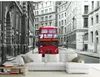 Europese stijl Retro British London Dubbeldutus Bus Muurschildering 3D Wallpaper 3D Muurdocumenten voor TV-achtergrond