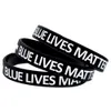 Bracciale in gomma siliconica Blue Lives Matter da 100 pezzi, logo impresso e inchiostro speciale riempito, innocuo per il corpo