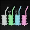 luminous bong silicone oil drum water pipe silicone oil rigs with glass downstem and bowl via dhl