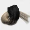 Ombre Tape in Human Hair Extensions Braziliaanse 1b / Silver Grey Hair Extensions 100g 40 Stks Rechte Huid Inslag 7A Grijze Tape Hair Extensions