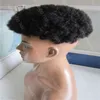 Afrika Amerikan Toupee 6inch 1b Virgin Indian Saç Kısa Afro Curl Toupe Siyah Erkekler İçin 3199025