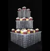 3 Tier Crystal Cake Stand Square Acrylic Cupcake Stand Christmas Wedding Anniversary Födelsedag Supply Craft Party Display Tools