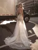 Berta 2019 Abiti da sposa senza schienale a sirena Scollo profondo Applique in pizzo Abiti da sposa in cristallo Abito da sposa sexy con corsetto trasparente Abito da sposa a coda di pesce