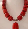 Natuurlijke rode koraal onregelmatige buis vat kralen charms vrouwen mode ketting