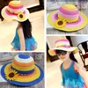 chapeau de paille enfants chapeaux de paille pour dames filles chapeaux, chapeau de seau été plage chapeaux de soleil avec fleur, chapeau avec arc