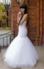 Lace Mermaid Wedding Jurk met korset en tule rok elegante lieverd vloer lengte witte rugloze trouwjurken