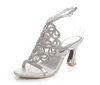 Mode nouvelles sandales strass cristal chaussures à talons hauts chaussures de mariage noir argent or talons à lanières Sandales Femme 8cm