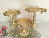 Goud 3 stks / sets Iron Metal Cake Stand Cake Pan West Pallet bruiloft decoratie