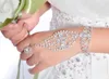 Hot Sale Crystal Chain Armband För Bröllop Rhinestones Brud Smycken Party Prom Armband Armband med Ring Beach Anklet Tillbehör