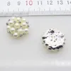 50 pezzi 22 mm rotondi strass perla bottone decorazione di nozze fai da te fibbie accessorio argento dorato282n