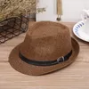 春の夏の男性女性のクロリドレンの麦わら帽子柔らかいFedora Panama Hats屋外男の子女の子子供たちのスティンギブリムジャズキャップトップハットベルトバックルGH-61