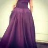 2017 Purple Sheath Party Dresses with Overskirts Strapless Sheath Satin Dresses with Short Train Prom Gowns6212066