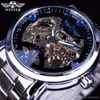 Winner Skeleton mechanical Watch Mens Watches Blue Ocean Fashion Casual Designer Stainless Steel Men Top Brand Luxury Automatic Watch Clock