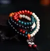 Mode strengen multicolor 6mm 8mm 108 stks sandelhout kralen japa rozenkrans gebed mala armband Tibetaanse boeddhistische meditatie kralen armbanden voor gift