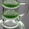 Camadas Best Green Bongs Três Fliter Perc reciclador de água Cachimbo de vidro Tripple Bong baratos Grosso Dab Rigs frete grátis