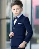 Traje azul marino de 2 piezas para niños, traje Formal a medida, traje de boda ajustado para niño (chaqueta + pantalones)