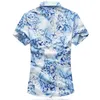 Wholesale- LONMMY PLUS SIZE M-7XL Floral mens silk shirt Mercerized cotton chemise homme flower shirt men Short sleeves mens dress shirts