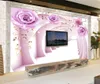 Benutzerdefinierte jede Größe 3D Space Purple Rose Wandbild Hintergrundbild Wandbild 3d wallpaper 3d Tapeten für TV Hintergrund