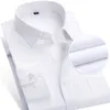 Wholesale- Famous Brand Long Sleeve Men Dress Shirt Fashion Formal Business Cotton Polyester Slim Fit Boy Male Casual Shirts Plus Size 8XL
