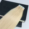 Bande dans les Extensions de cheveux couleur 613 blond décoloré s invisible bande de trame de peau de vrais cheveux humains sur les Extensions de cheveux 100g/40 pièces