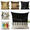 music notes cushion cover vintage linen throw pillow case guitar capa almofadas vintage piano cojines shabby chic home decor