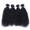 Brazilian kinky Curl Hair Bundles with Closure Free Middle 3 Part Double Weft Human Dyeable Weave DHL Shipping 6YH2