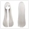 Mujeres hombres largos heterosexuales Cosutme Party Sliver Gris Cosplay 80 cm de altura Qulaidad de pelucas de cabello sintético