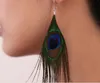 Retro national style dangle Chandelier luxury peacock feather earrings color wild earrings fashion trend