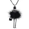 Wholesale-Modern Design Doll Necklace Long Chain Pendant Rhinestone Necklaces Women Girl Crystal Bag Statement Jewelry Feather Fitting